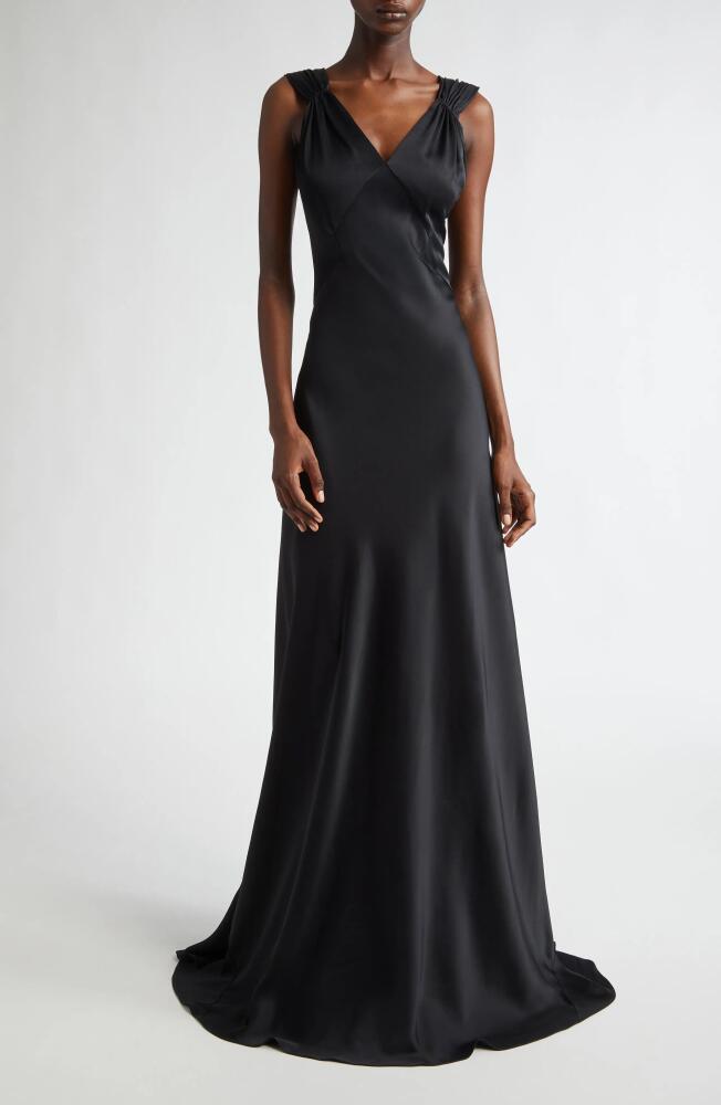 Michael Kors Collection Bias Cut Satin Charmeuse Gown in Black Cover