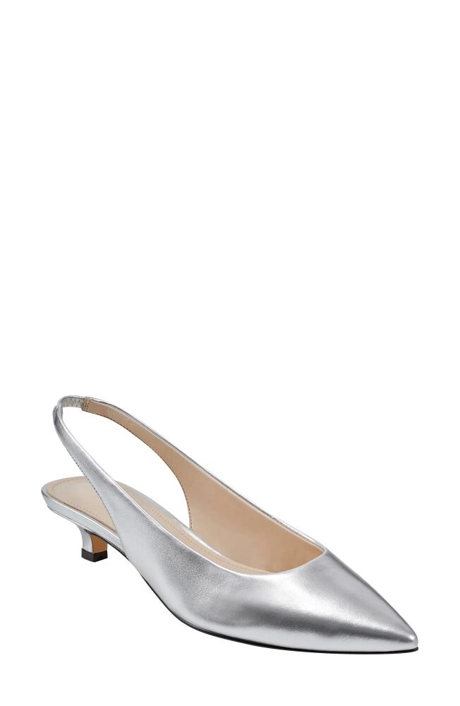 Marc Fisher LTD Posey Kitten Heel Slingback Pump in Silver Cover