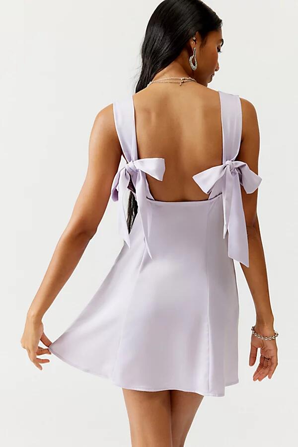 Urban Outfitters UO Bri Double Bow Satin Mini Dress in Lavender Cover