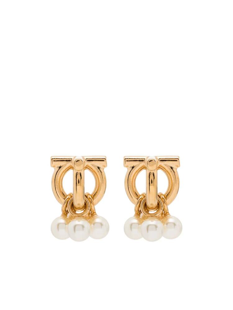 Ferragamo Gancini pearl-embellished stud earrings - Gold Cover