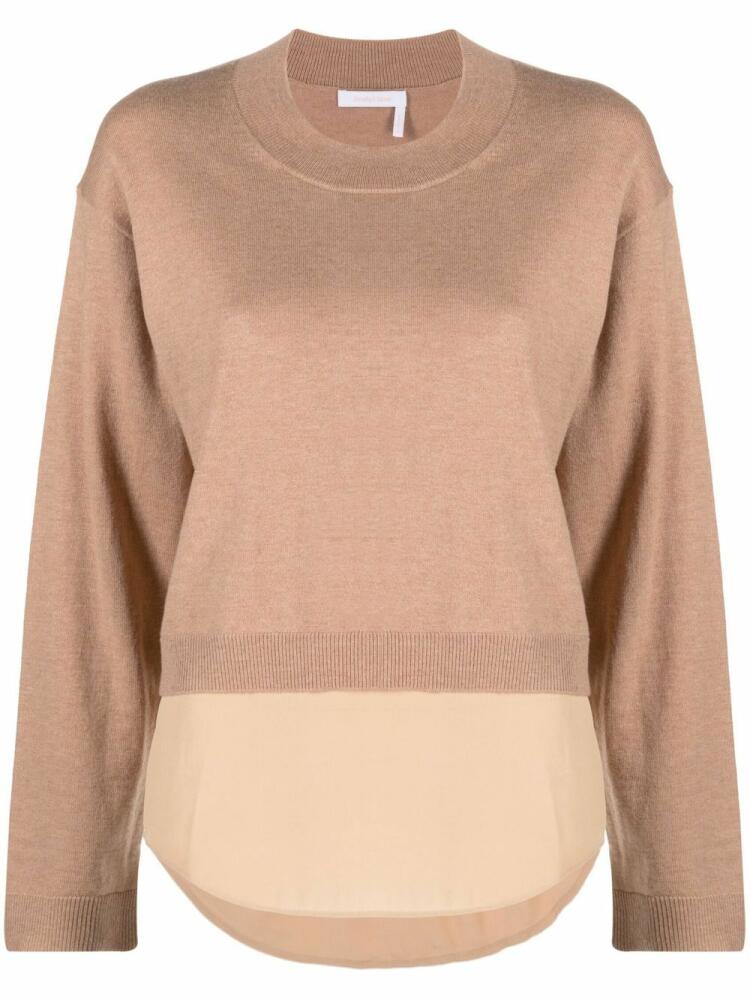 See by Chloé layered-effect crew neck sweater - Neutrals Cover