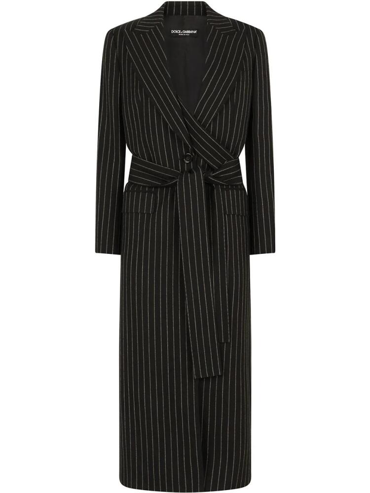 Dolce & Gabbana pinstriped belted coat - Black Cover