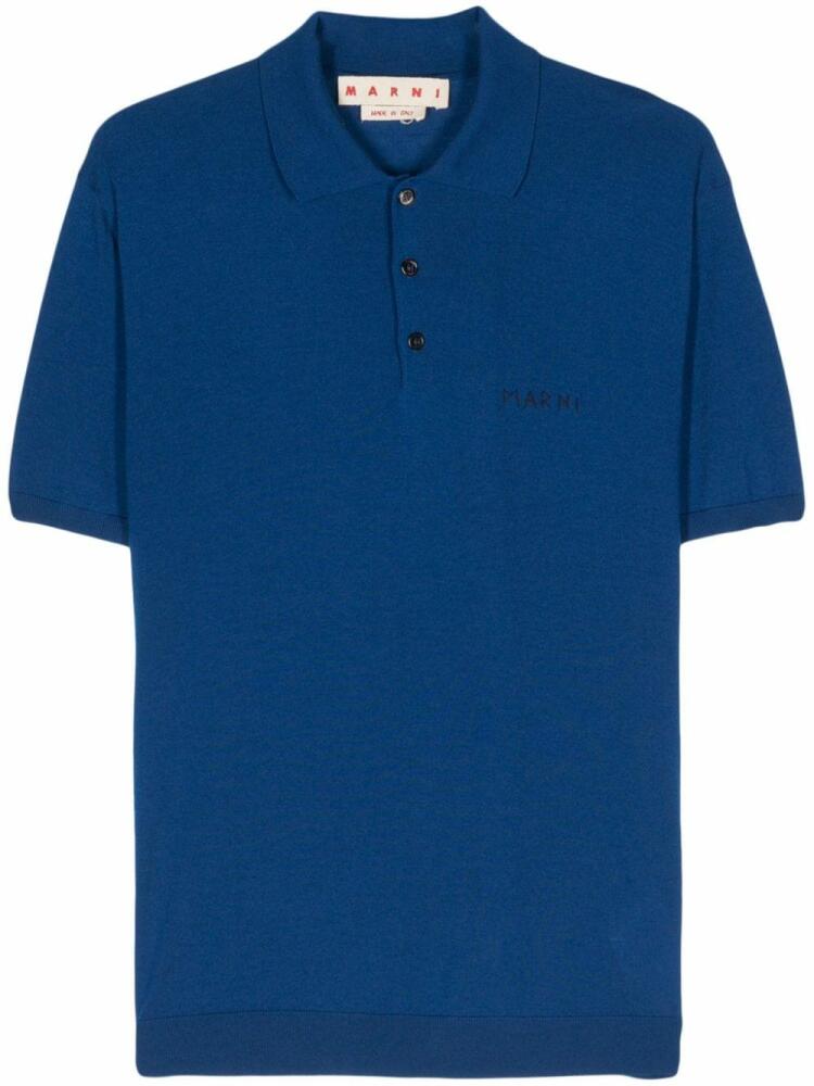 Marni logo-embroidered polo top - Blue Cover