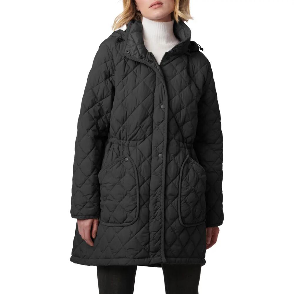 Bernardo Diamond Quilted Hooded Puffer Coat in Black Cover