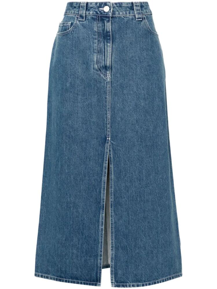 Sunnei logo-patch denim skirt - Blue Cover