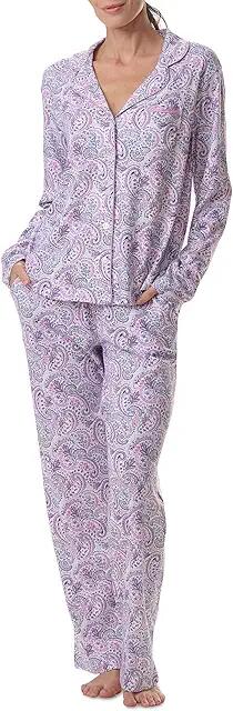 Karen Neuburger Petite Long Sleeve Girlfriend Pajama Set With Lace (Multi Paisley) Women's Pajama Sets Cover