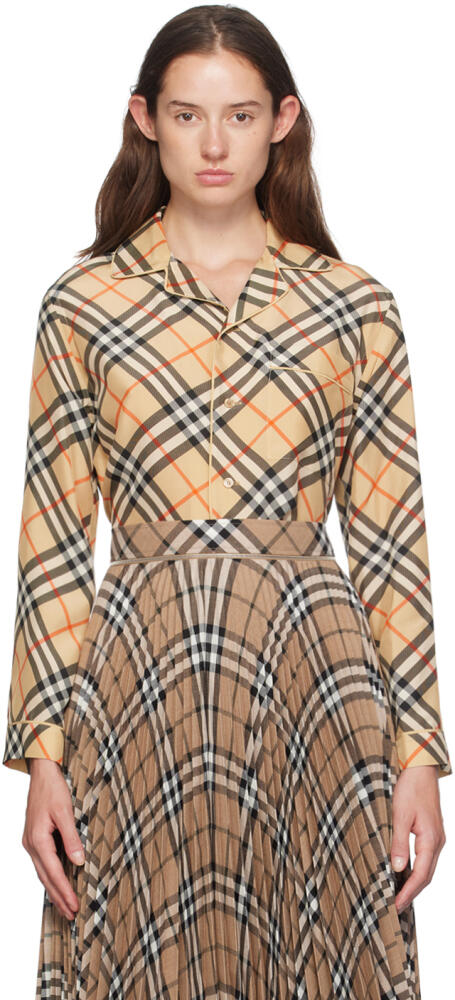 Burberry Beige Check Pyjama Shirt Cover