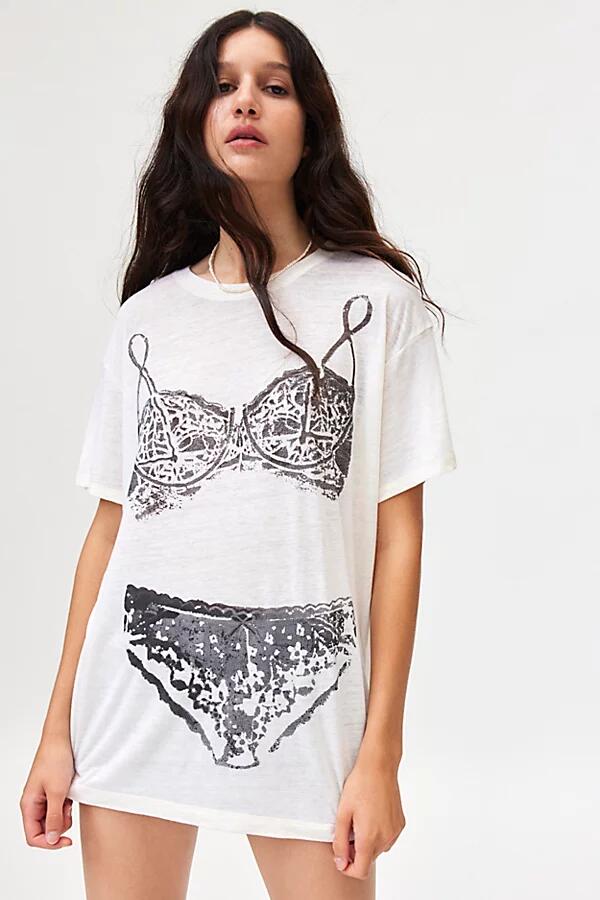 Silence + Noise Burnout Undies Graphic T-Shirt Dress in White Cover