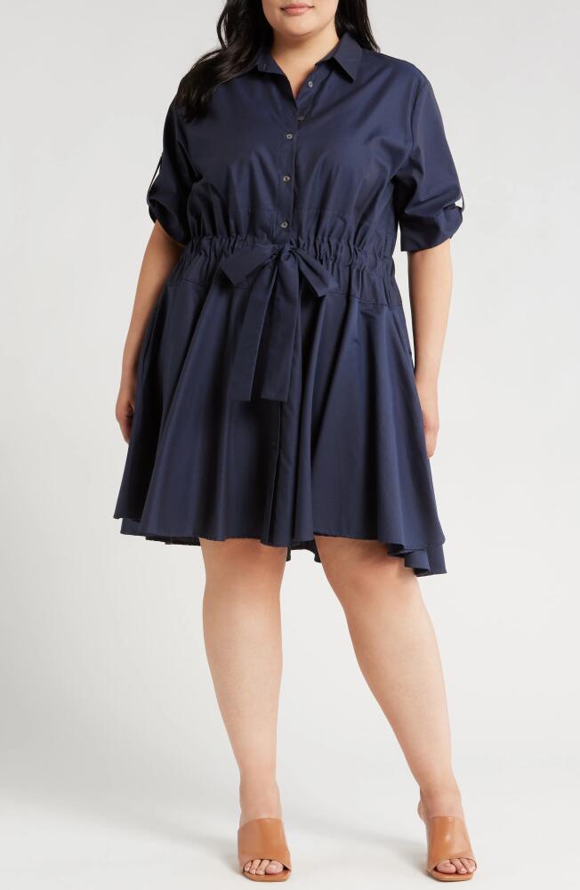 HARSHMAN Meadow Drawstring Waist Shirtdress in Dark Navy Cover