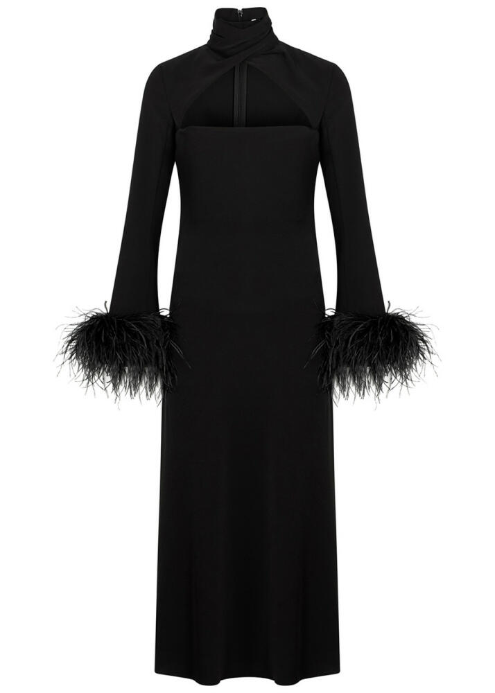 16 Arlington Odessa Feather-trimmed Maxi Dress - Black Cover