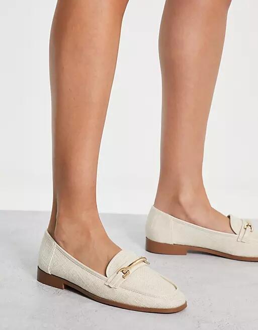 ASOS DESIGN Mussy loafer with trim in natural-Neutral Cover