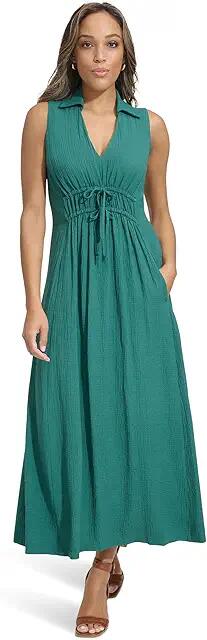 Calvin Klein Sleeveless Collared Gauze Dress (Sequoia) Women's Dress Cover