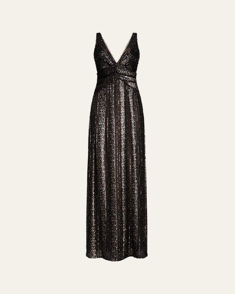 Halston Esra Sleeveless Deep V-Neck Sequin Gown Cover