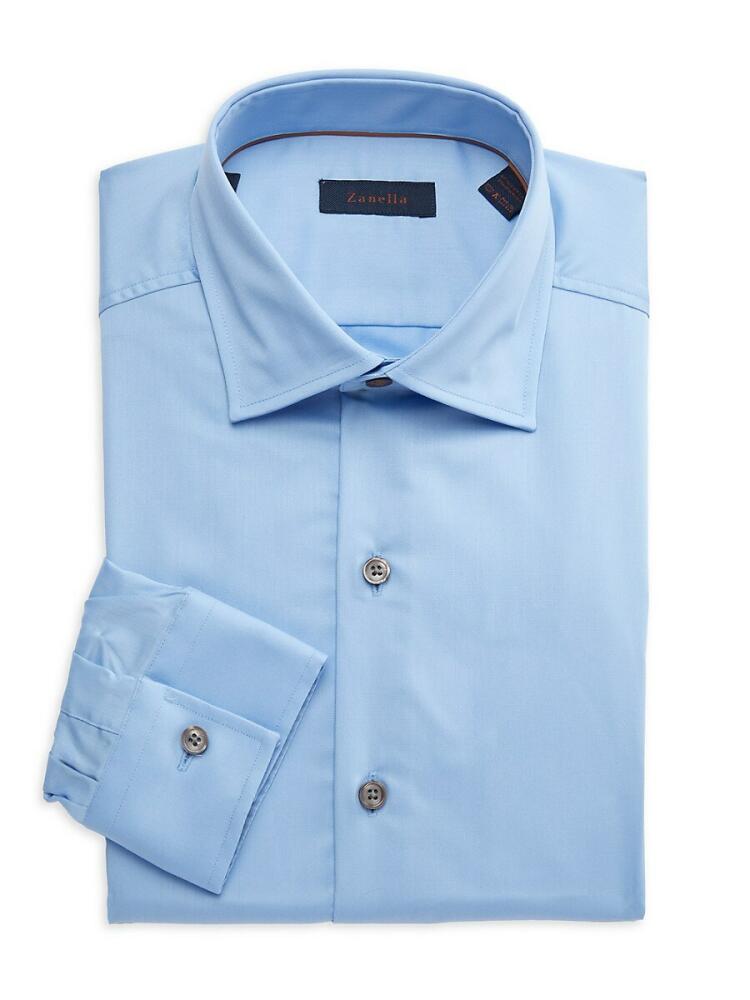 Zanella Men's Solid Dress Shirt - Blue Cover