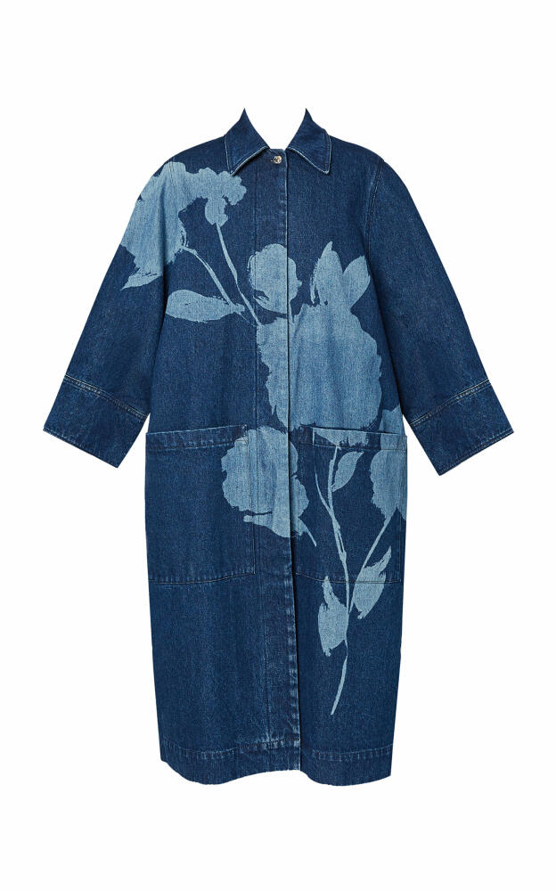 Erdem - Denim Floral-Printed Coat - Blue Cover