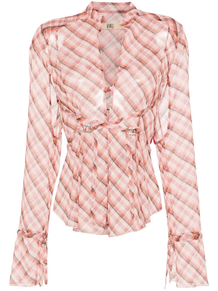 KNWLS Thrall strappy checked shirt - Pink Cover