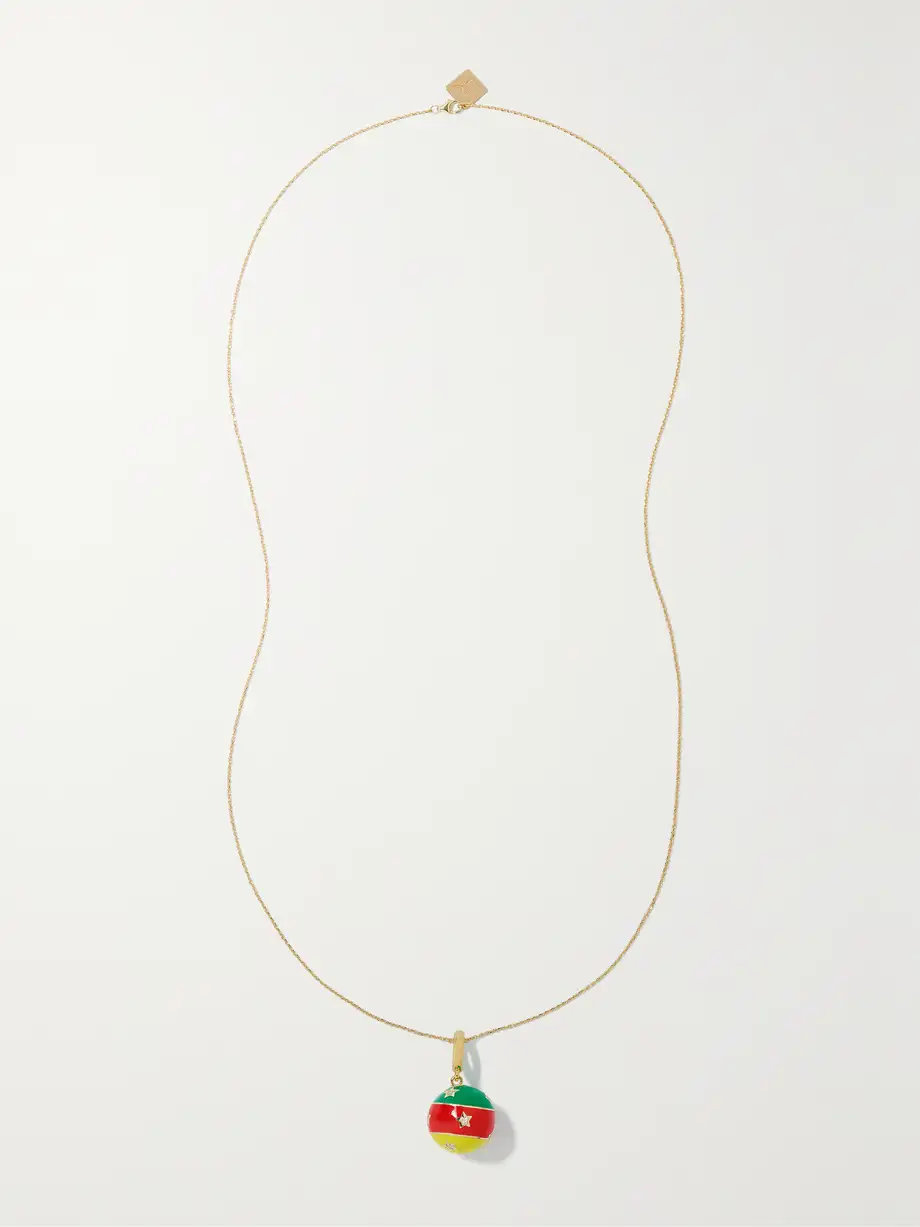 Lauren Rubinski - 14-karat Gold, Enamel And Diamond Necklace - One size Cover