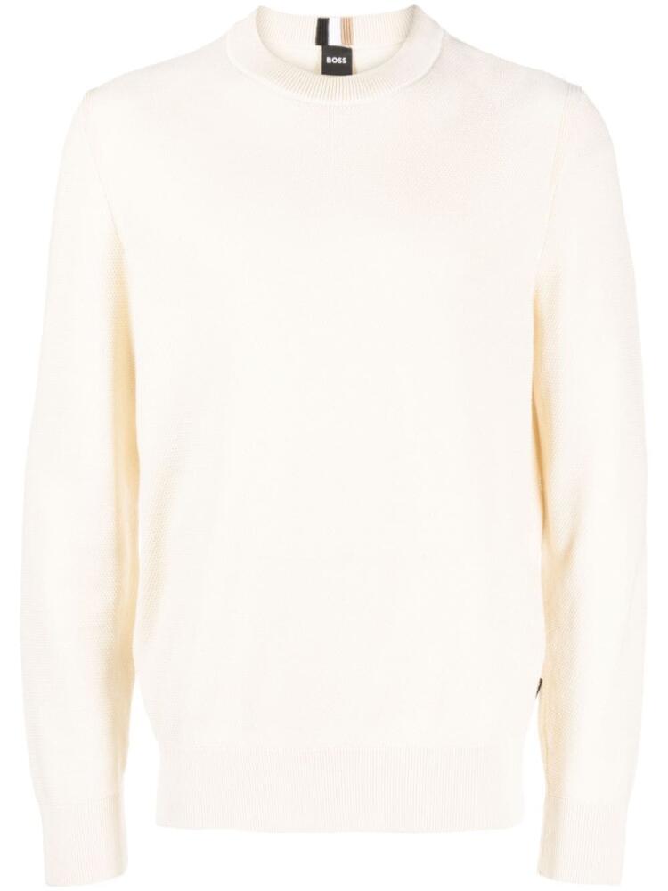 BOSS crew-neck knitted jumper - White Cover