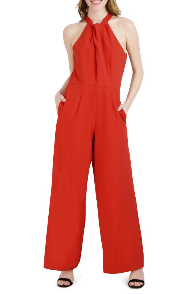 Julia Jordan Halter Neck Wide Leg Jumpsuit in Orange Cover