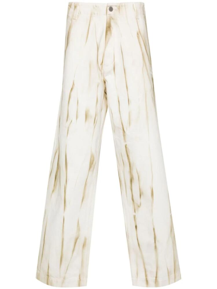 Emporio Armani abstract-print cotton jeans - Neutrals Cover