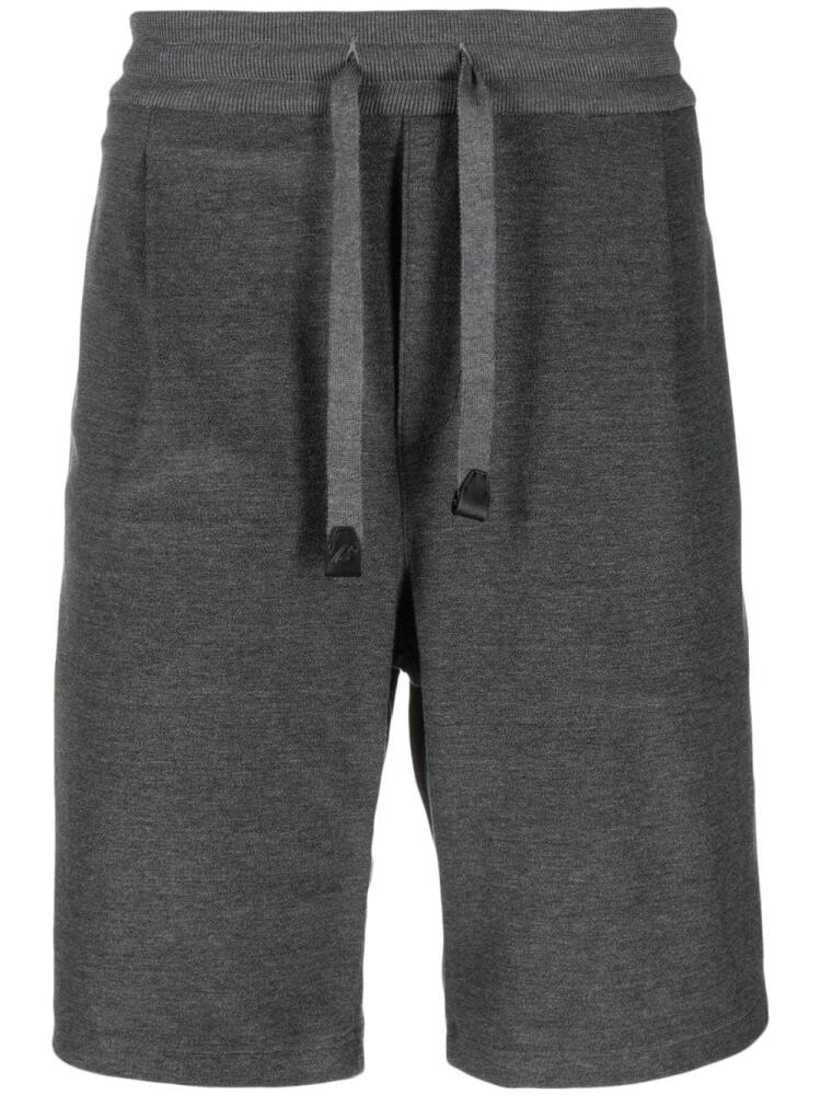 Brioni elasticated flannel track shorts - Grey Cover