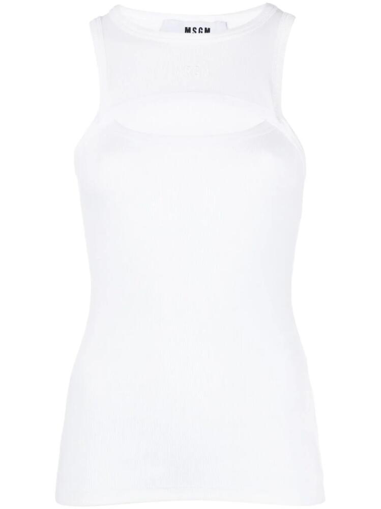 MSGM cut-out fine-ribbed tank top - White Cover