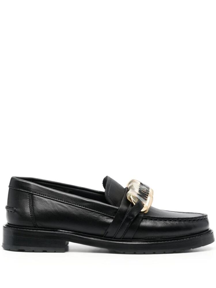 Moschino logo-plaque leather loafers - Black Cover