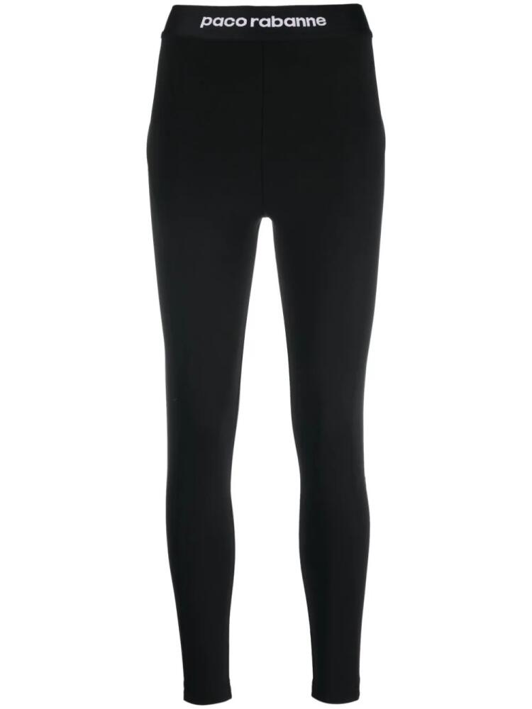 Rabanne logo-waistband high-waisted leggings - Black Cover