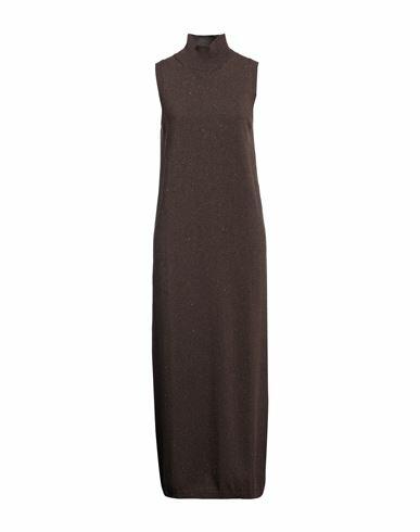 Peserico Woman Midi dress Dark brown Virgin Wool, Silk, Viscose, Cashmere, Polyester Cover