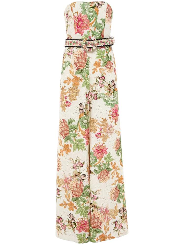 Hemant And Nandita floral-print cotton jumpsuit - White Cover