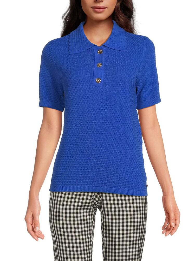 Tommy Hilfiger Women's Scalloped Knit Polo - Provence Blue Cover