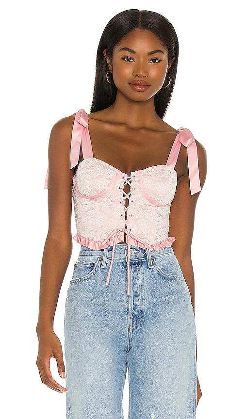 MAJORELLE Lyla Bustier Top in Pink Cover