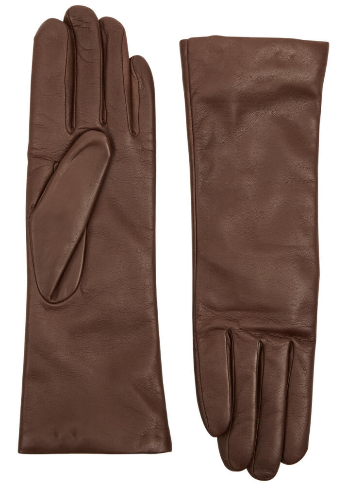 Agnelle Christina Leather Gloves - Brown Cover