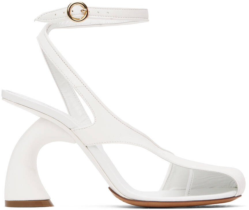 Dries Van Noten White Leather Heeled Sandals Cover