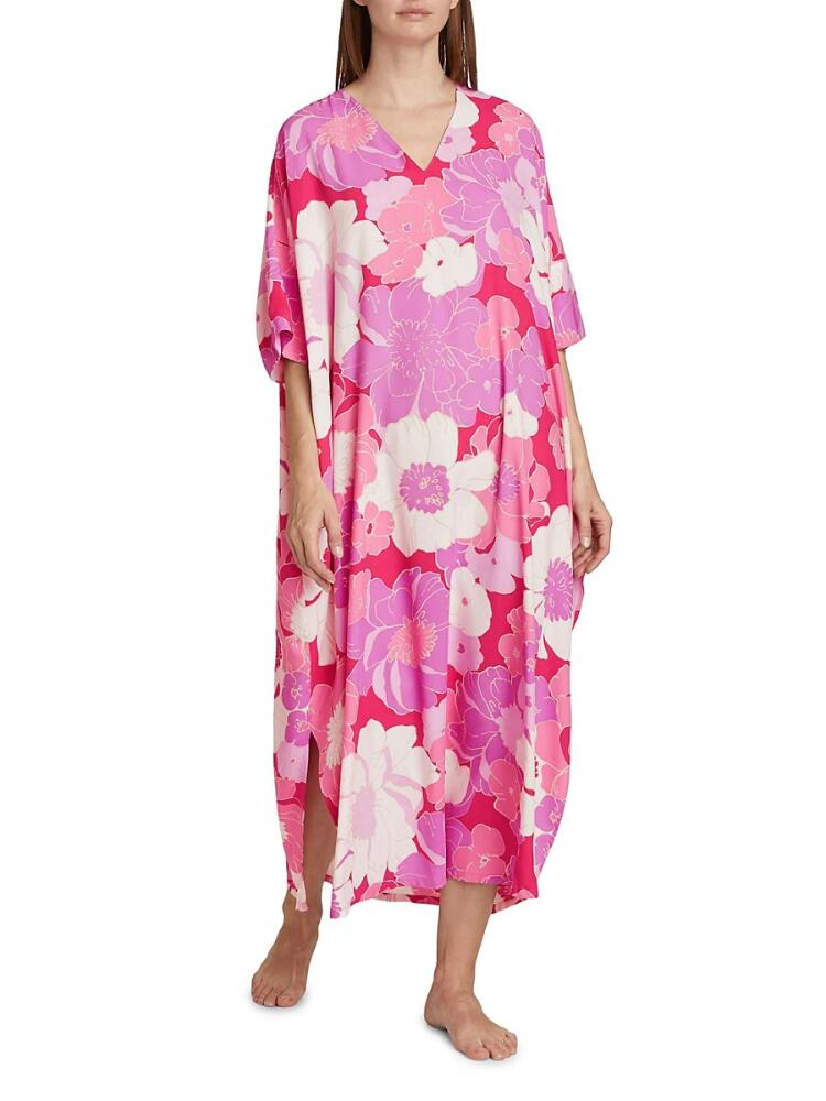 Natori Women's Croisette Cover Up Caftan - Pink Cover