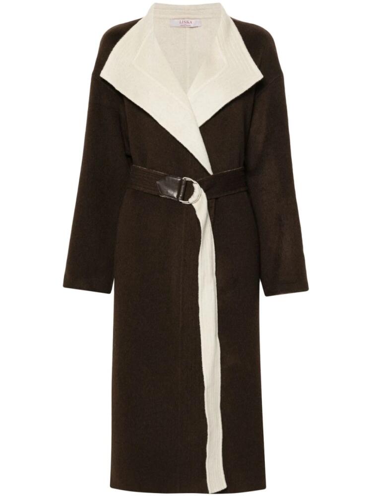 Liska shawl-collar belted coat - Brown Cover