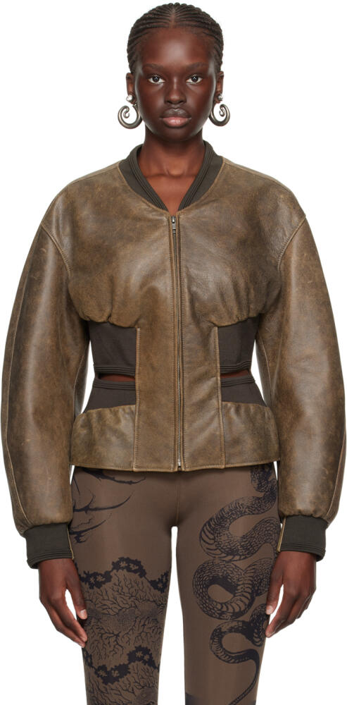 Jean Paul Gaultier Brown KNWLS Edition Leather Jacket Cover