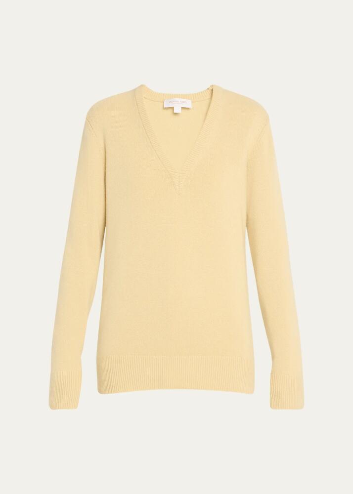 Michael Kors Collection Plunging V-Neck Long-Sleeve Cashmere Sweater Cover