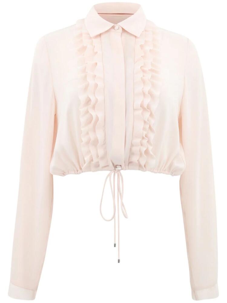 Alexis Pierce ruffle-trimmed cropped shirt - Pink Cover