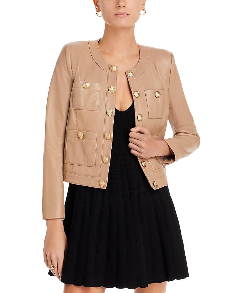 L'Agence Jayde Leather Open Front Jacket Cover