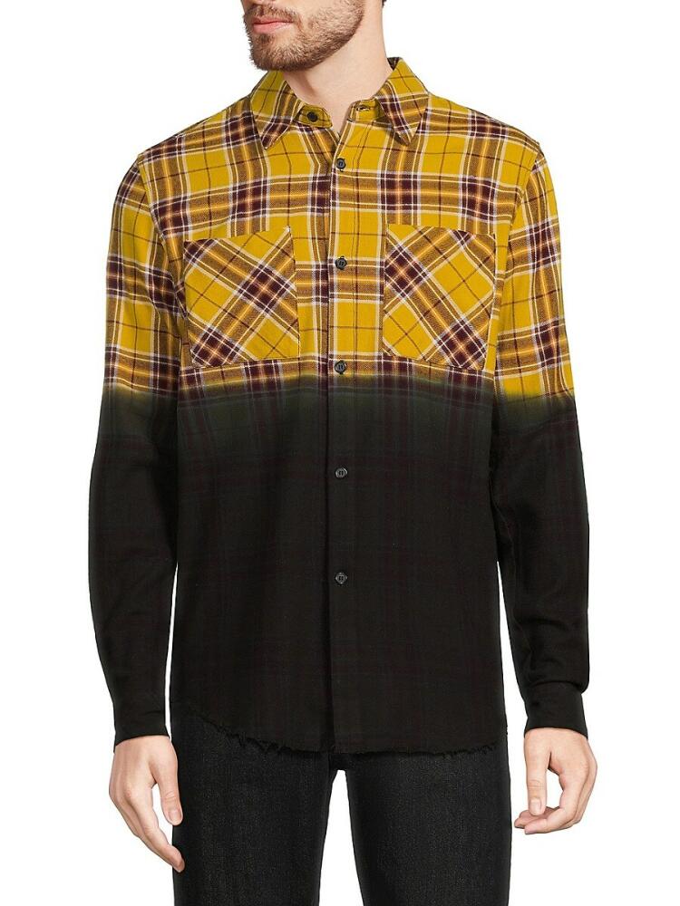 Eleven Paris Men's Checked Regular Fit Colorblock Shirt - Solar Power Cover