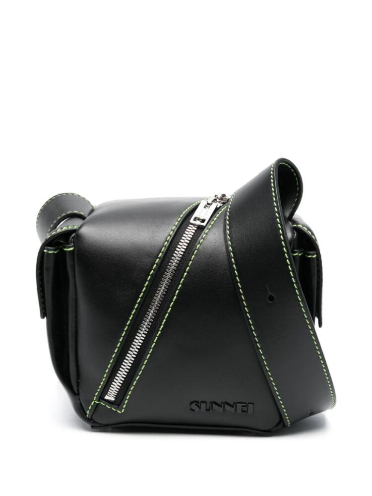 Sunnei Lacubetto leather shoulder bag - Black Cover