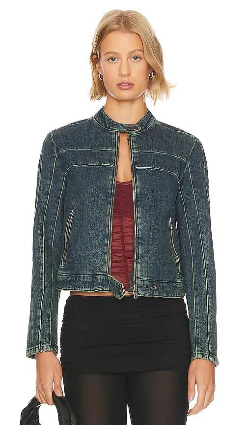 Free People x We The Free Fast Lane Denim Moto Jacket in Blue Cover