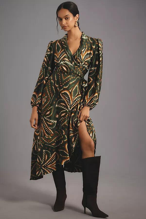 Farm Rio Pineapple Ikat Asymmetric Hem Wrap Dress Cover