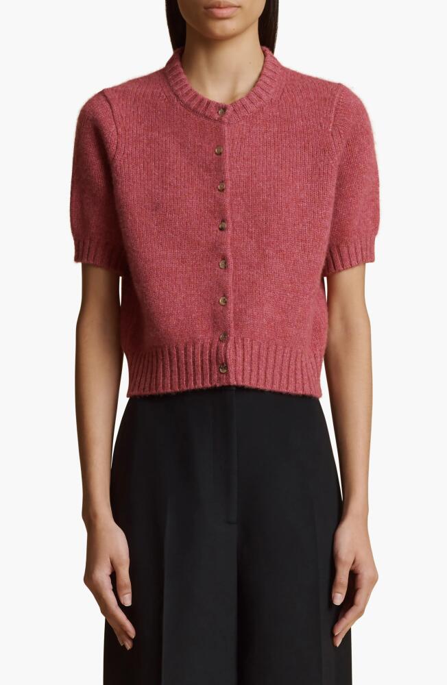 Khaite The Nora Short Sleeve Cashmere Cardigan in Sepia Cover