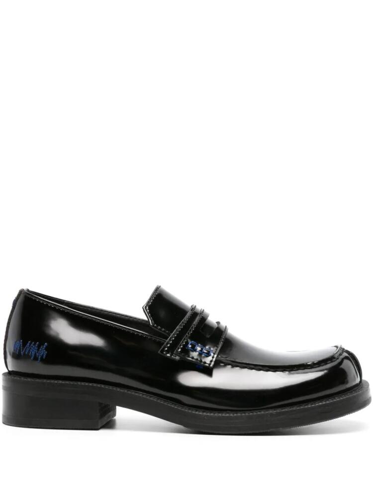 Ader Error decorative-stitching leather penny loafers - Black Cover