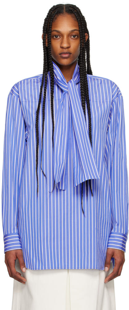 Dries Van Noten Blue Striped Blouse Cover