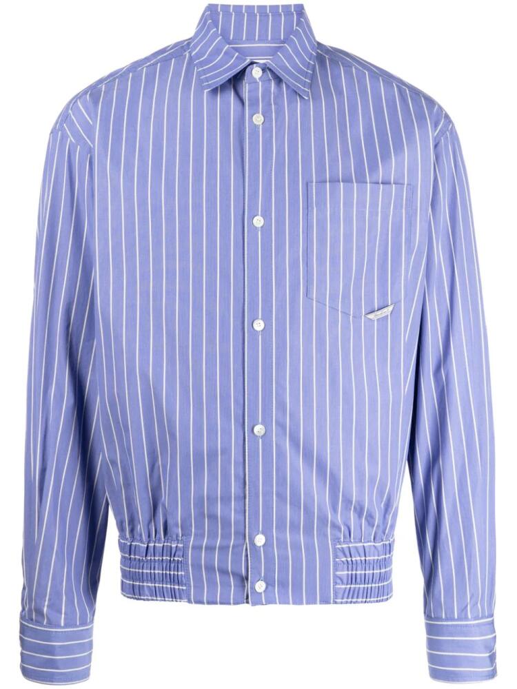 Ader Error elasticated-hem striped shirt - Blue Cover