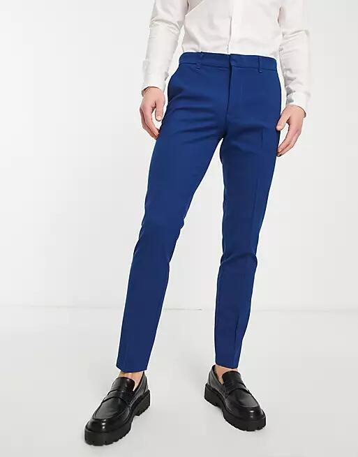 New Look skinny suit pants in indigo-Blue Cover