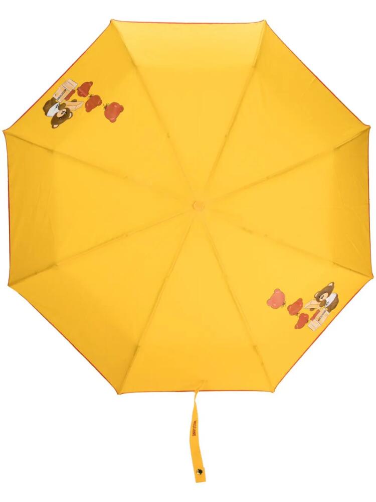 Moschino Teddy Bear-motif compact umbrella - Yellow Cover